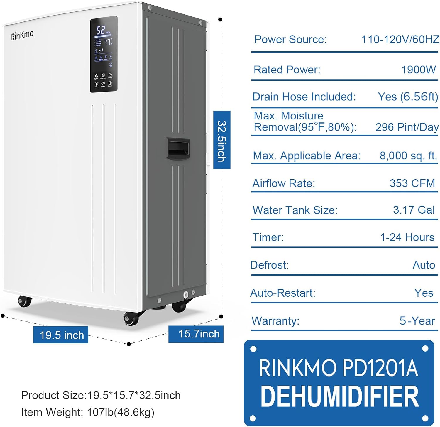 RINKMO-296-Pint-Commercial-Dehumidifier